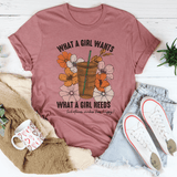 What A Girl Needs Iced Coffee Tee Mauve / S Peachy Sunday T-Shirt