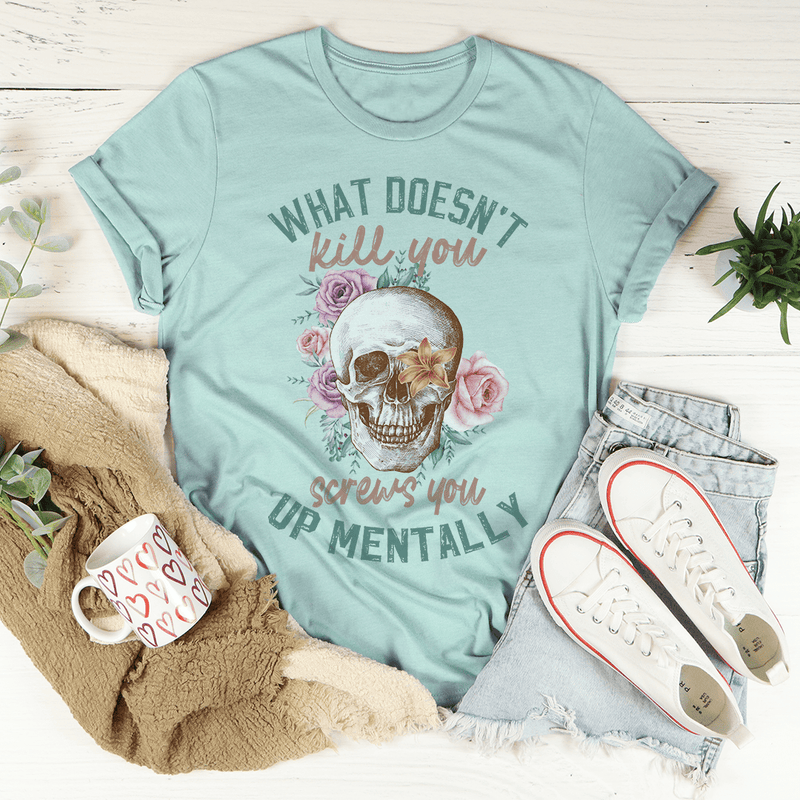 What Doesn't Kill You Tee Heather Prism Dusty Blue / S Peachy Sunday T-Shirt