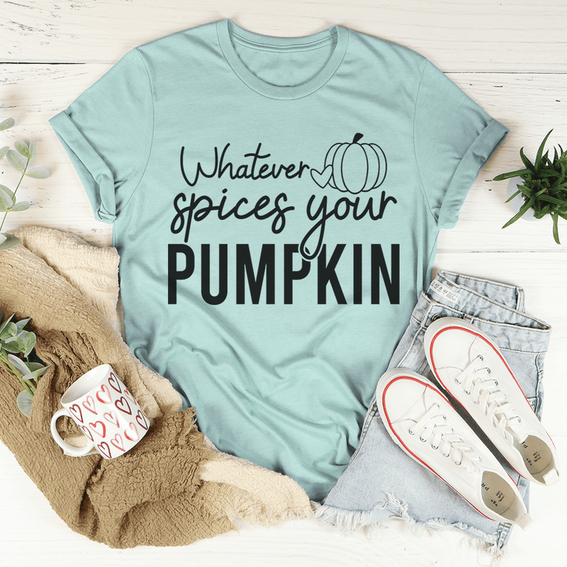 Whatever Spices Your Pumpkin Tee Heather Prism Dusty Blue / S Peachy Sunday T-Shirt