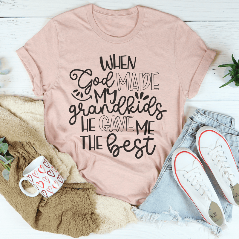 When God Made My Grandkids He Gave Me The Best Tee Heather Prism Peach / S Peachy Sunday T-Shirt