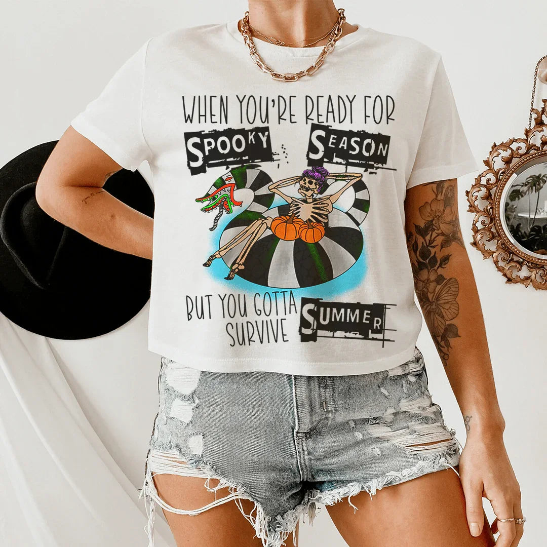 When You're Ready For Spooky Season But You Gotta Survive Summer Tee Ash / S Peachy Sunday T-Shirt