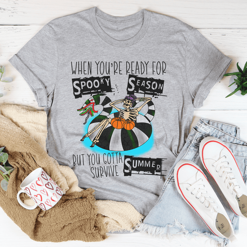 When You're Ready For Spooky Season But You Gotta Survive Summer Tee Athletic Heather / S Peachy Sunday T-Shirt