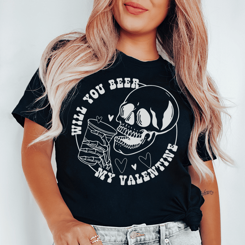 Will You Beer My Valentine Tee Black Heather / S Peachy Sunday T-Shirt