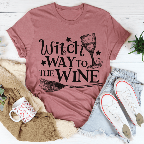 Witch Way To The Wine Tee Mauve / S Peachy Sunday T-Shirt