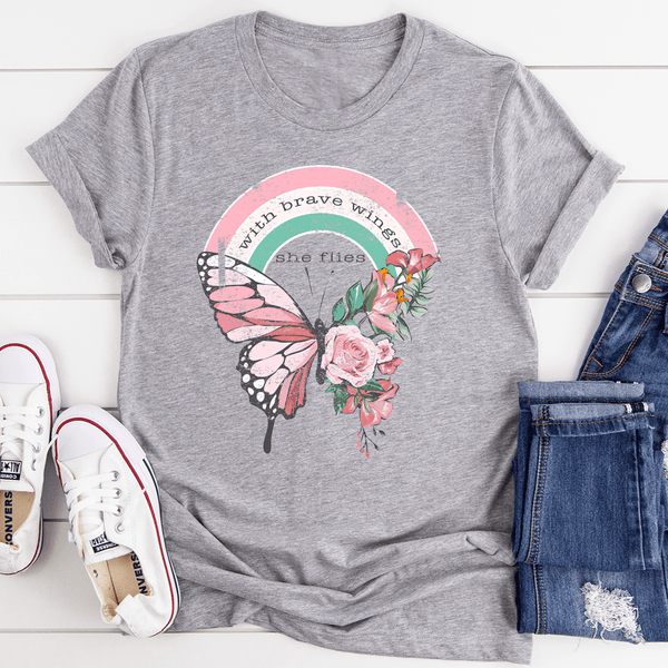 With Brave Wings She Flies Tee Athletic Heather / S Peachy Sunday T-Shirt