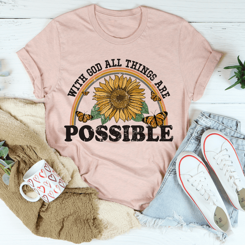 With God All Things Are Possible Tee Heather Prism Peach / S Peachy Sunday T-Shirt