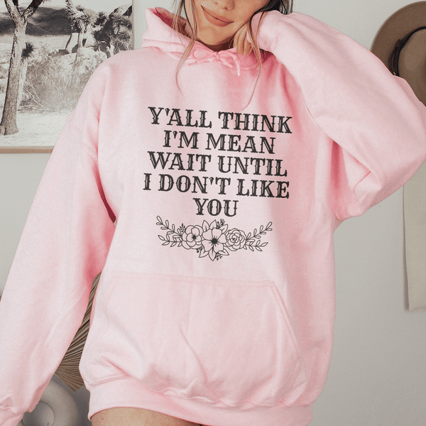 Y'All Think I'm Mean Wait Until I Don't Like You Hoodie Light Pink / S Peachy Sunday T-Shirt