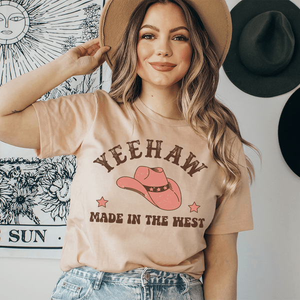 Yeehaw Cowboy Hat Tee Heather Prism Peach / S Peachy Sunday T-Shirt