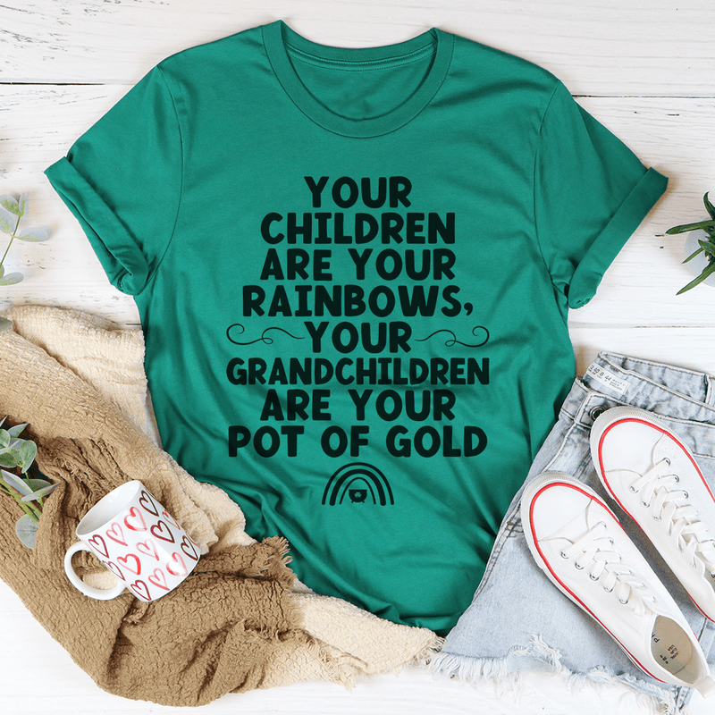 Your Children Are Your Rainbows Your Grandchildren Are Your Pot Of Gold Tee Kelly / S Peachy Sunday T-Shirt